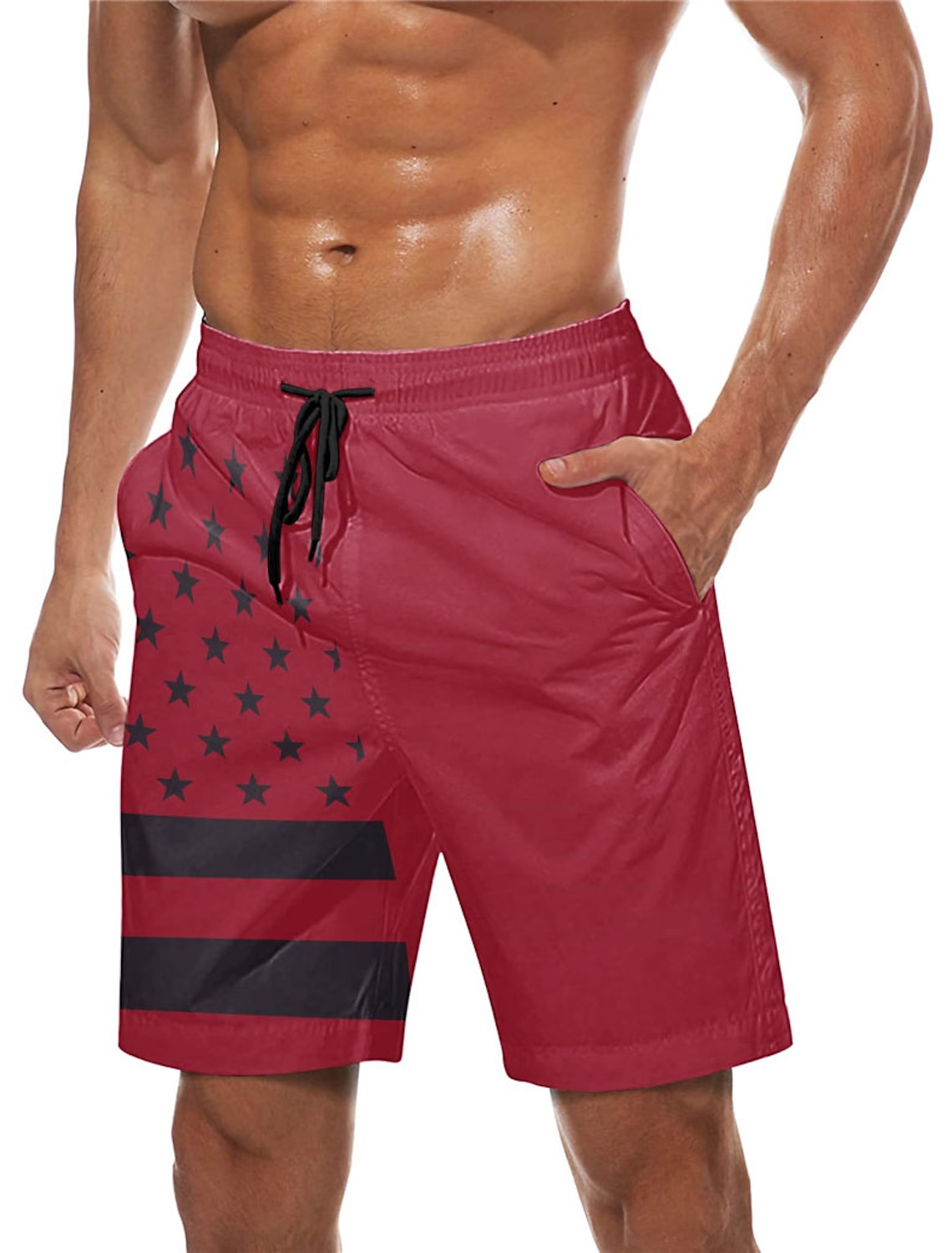 Men's Graphic Prints National Flag Swimming Trunks Board Shorts Swim Shorts Mid Waist Hawaiian Boho Casual Daily Holiday Drawstring with Mesh lining Elastic Waist Designer