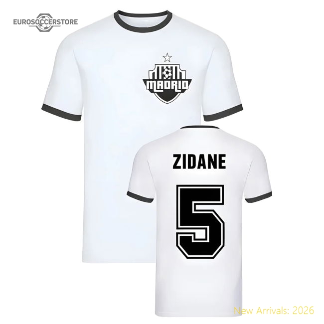 Premium-grade Zinedine Zidane Madrid Ringer Tee (white)
