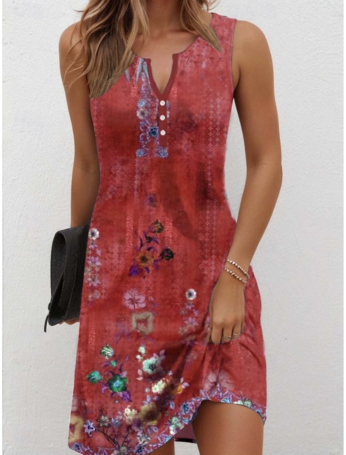 Women's Mini Dress Sundress Summer Dress Vacation Casual Daily Beach Holiday Regular Fit Graphic Tie Dye Abstract Sleeveless V Neck Blue Black Orange Summer Spring
