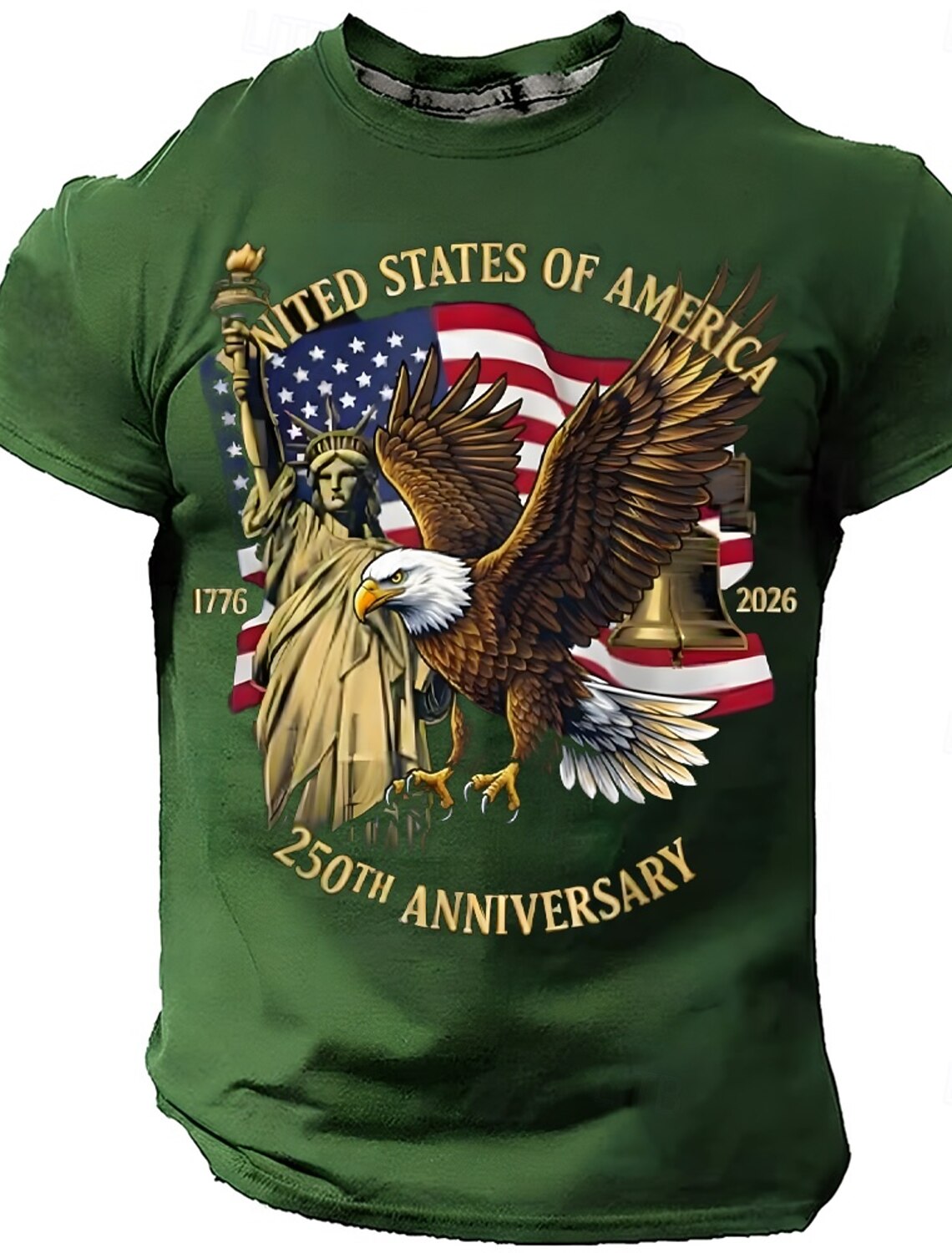 4th of July 2026 250th Memorial Day Men's Bible 3D Print Crew Neck Short Sleeve T-Shirt Daily Street