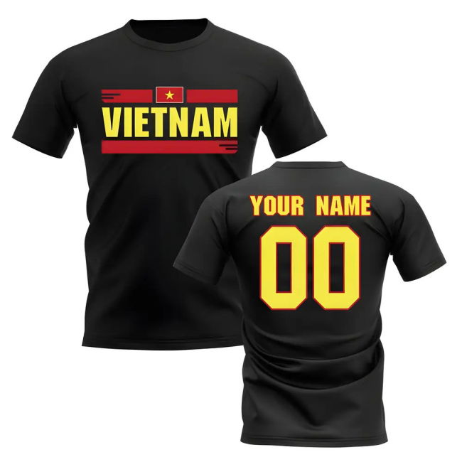Limited-Edition Personalised Vietnam Fan Football T-Shirt (Black)