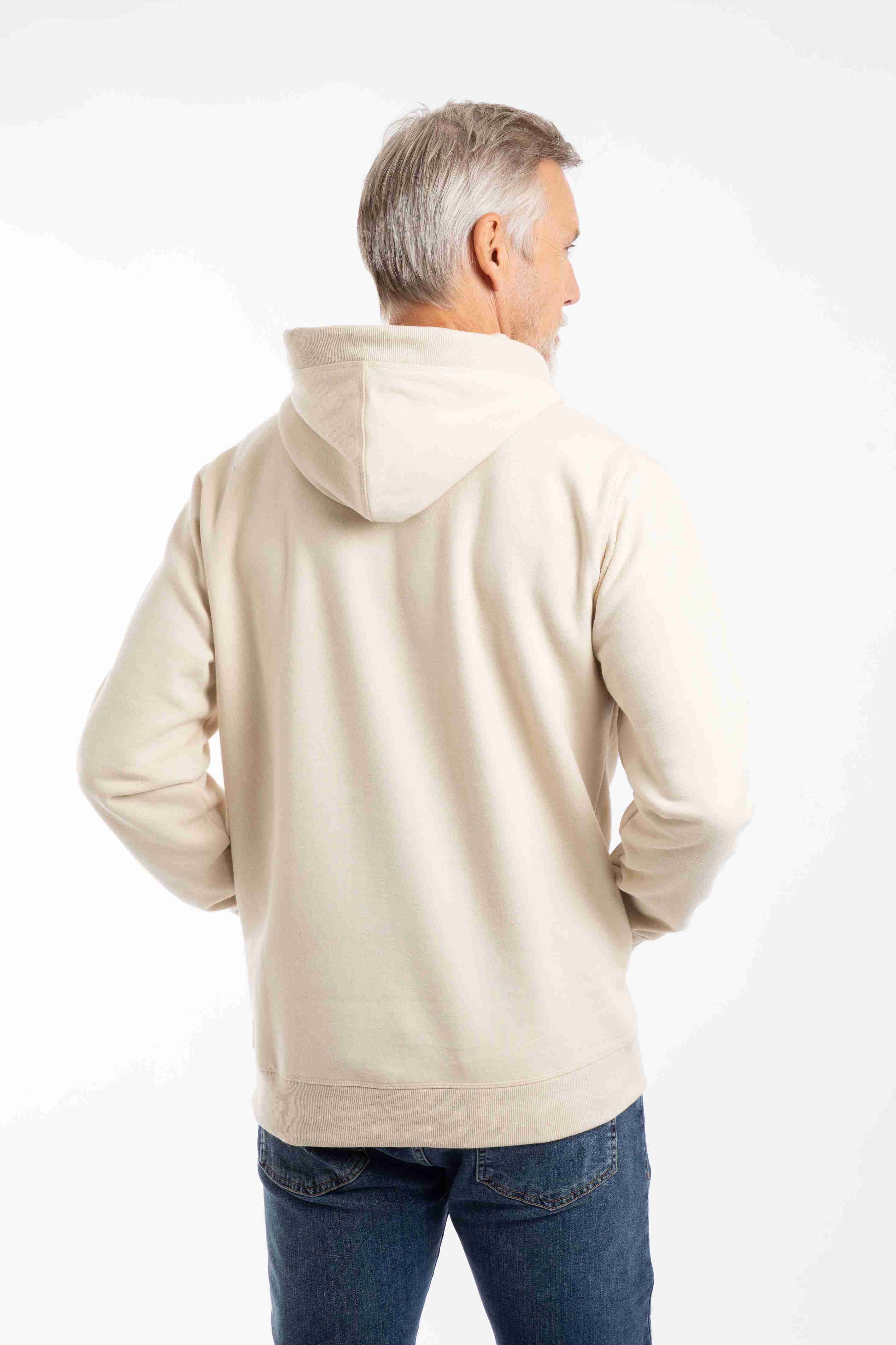 Bryant Front Print Graphic Popover Hoodie Egg Shell