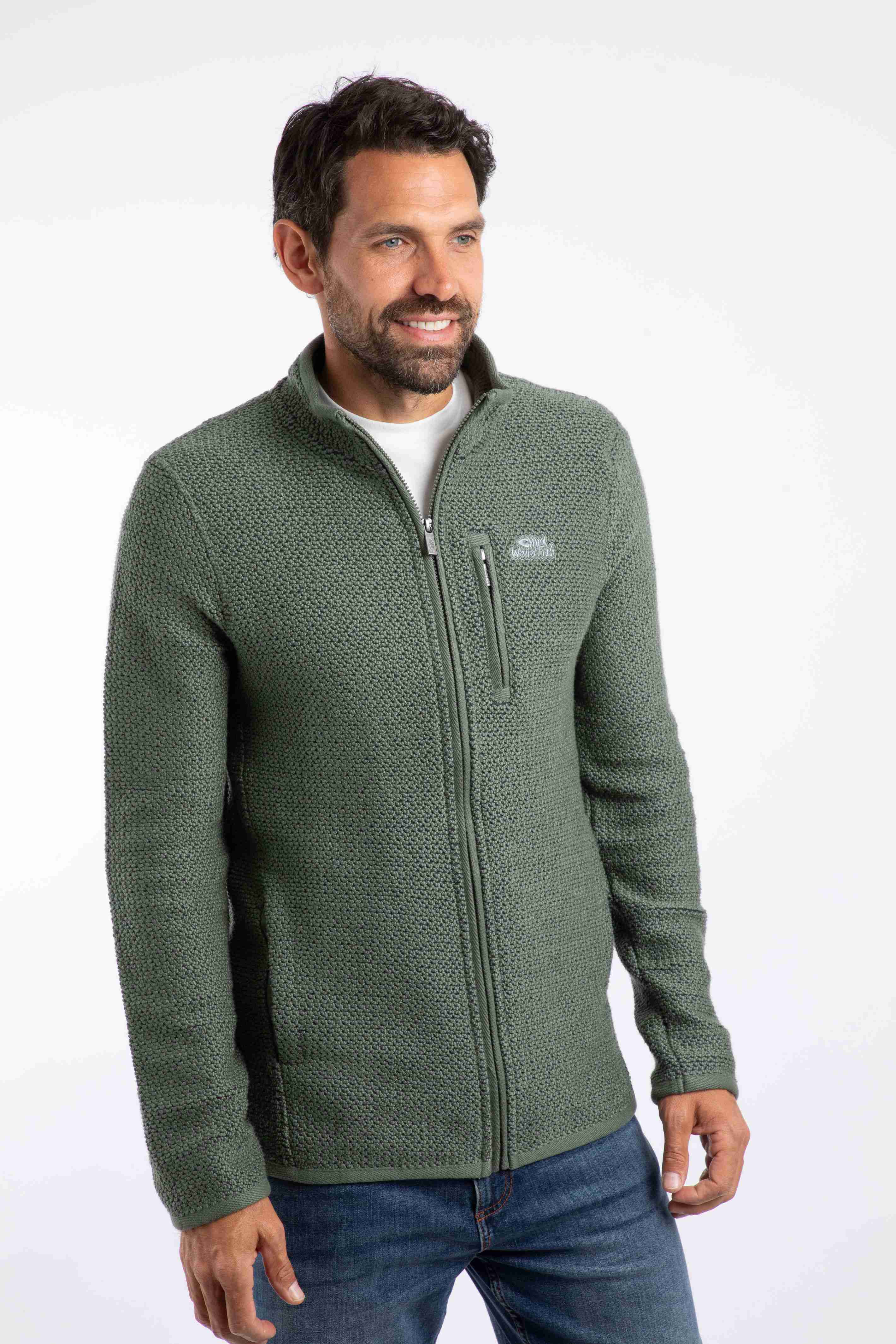 Transom Full Zip Macaroni Sweatshirt Army Green