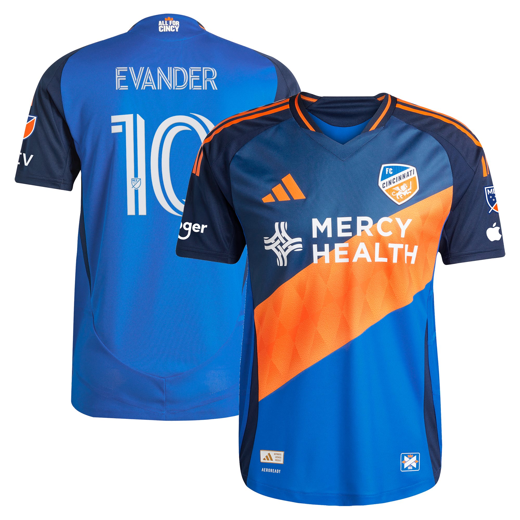 [SJH] Evander da Silva Ferreira FC Cincinnati 2025 Orange and Blue Legacy Kit On-Field Authentic Jersey - Blue