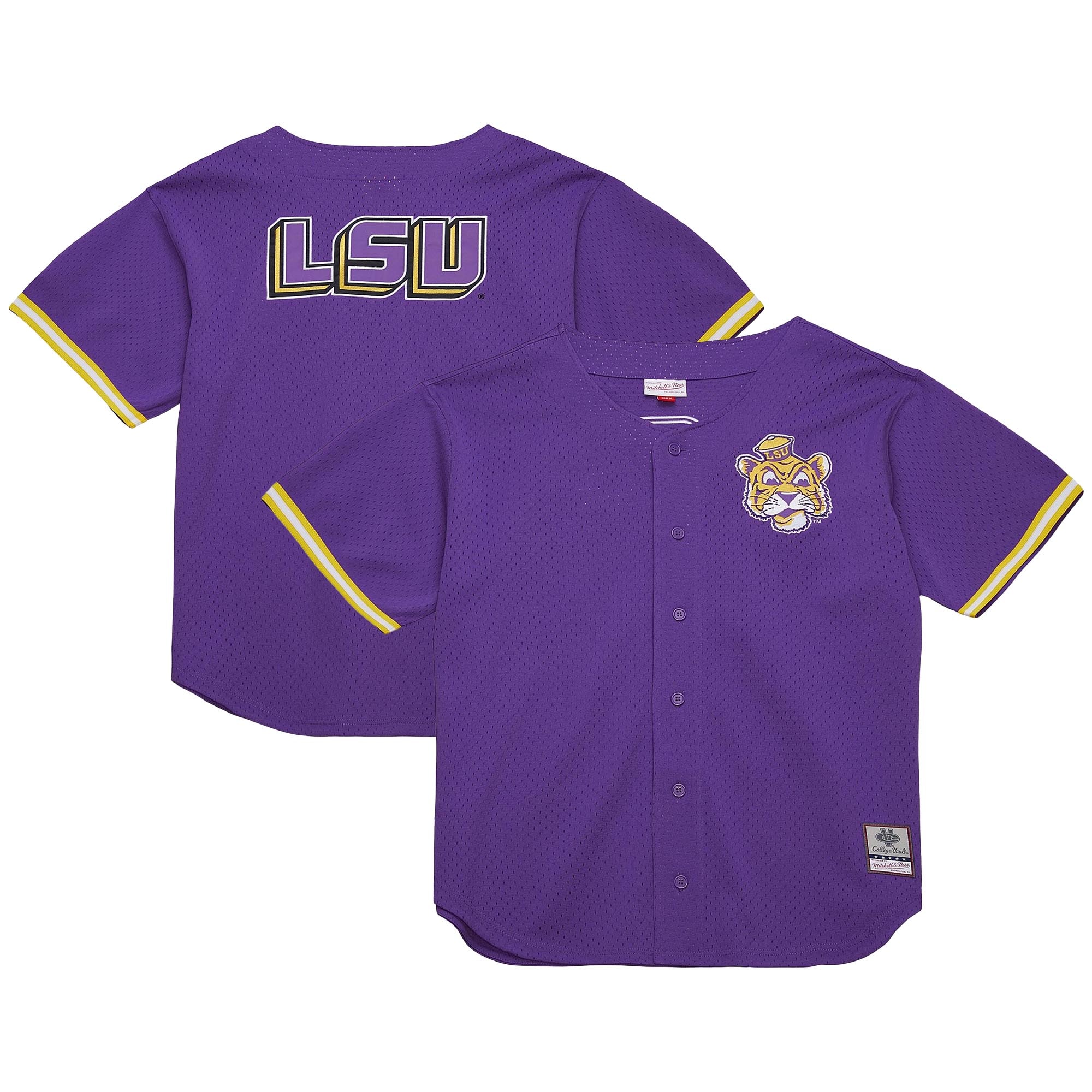 [NJP] LSU Tigers Game Time Vintage Mesh Button Front Jersey Top - Purple