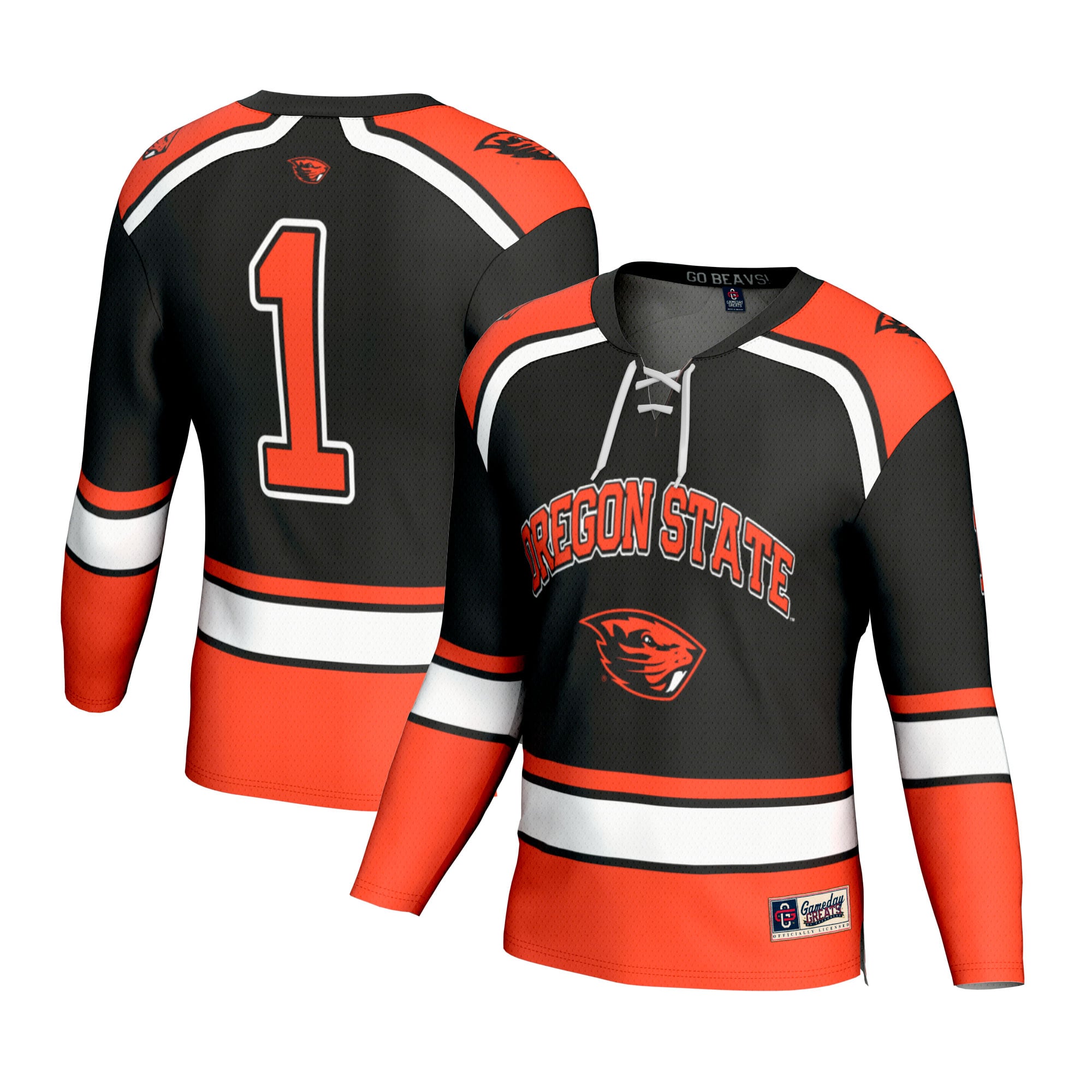 #1 Oregon State Beavers GameDay Greats Unisex Lightweight Hockey Fashion Jersey - Black