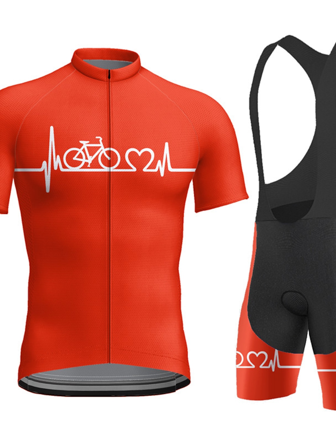 Men's Cycling Jersey with Bib Shorts Short Sleeve Mountain Bike MTB Road Bike Cycling Summer Blue Red Orange Letter & Number Funny Bike 3D Pad Quick Dry Back Pocket Moisture Wicking Breathable Spandex