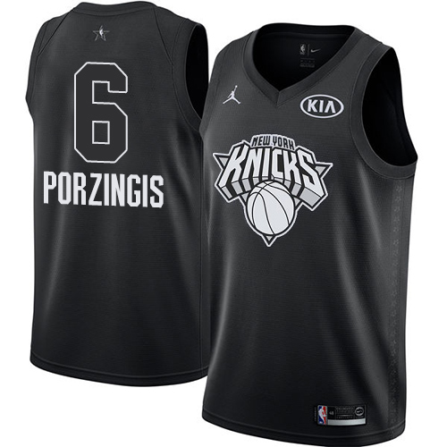 Knicks Kristaps Porzingis #6 Elite 2018 Icon NBA Swingman Jersey Black