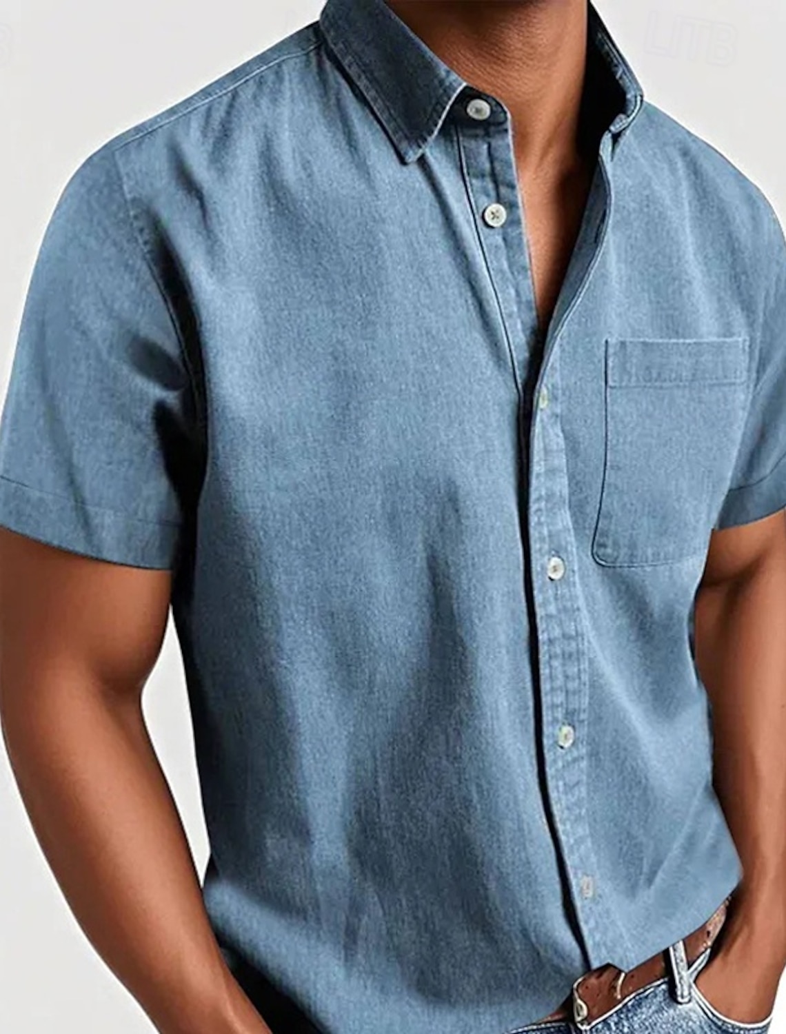 Men's Shirt Casual Shirt Button Up Shirt White Pink Red Sky Blue Green Short Sleeve Plain Lapel Casual Daily Front Pocket Clothing Apparel Elegant Fashion Casual