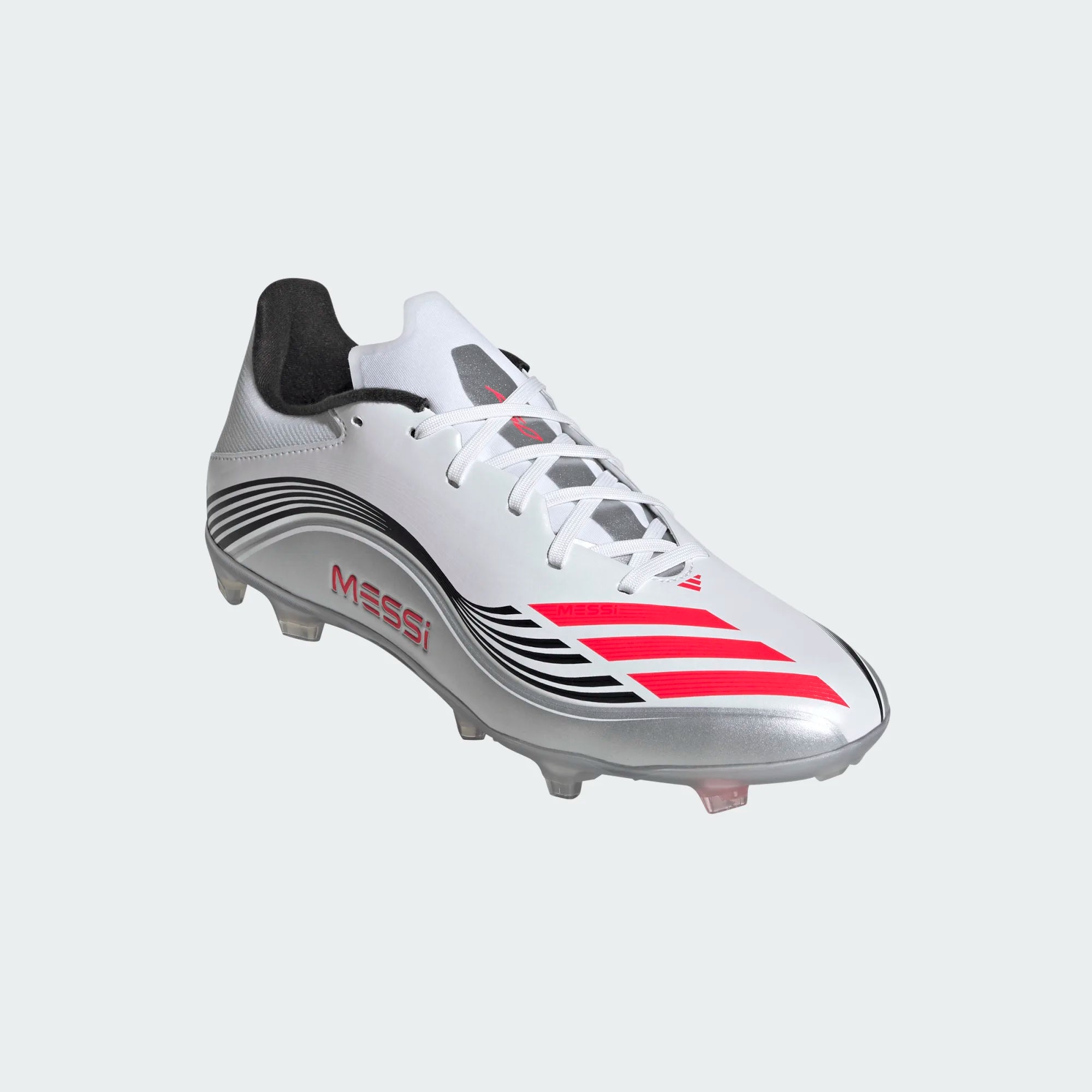 adidas F50 Messi League FG/MG Football Boots 2024 White Lucid Red Silver Metallic