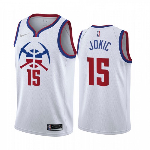 White Nikola Jokic #15 Nuggets Jersey - Mesh Fabric NBA Fan Apparel