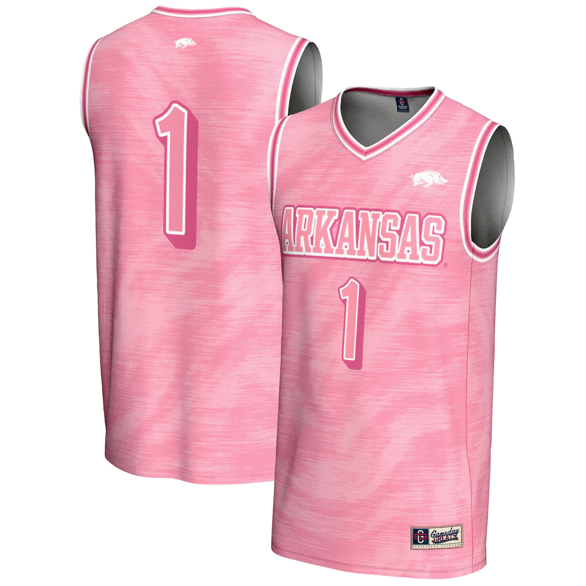 #1 Arkansas Razorbacks GameDay Greats Youth Lightweight Basketball Jersey - Pink