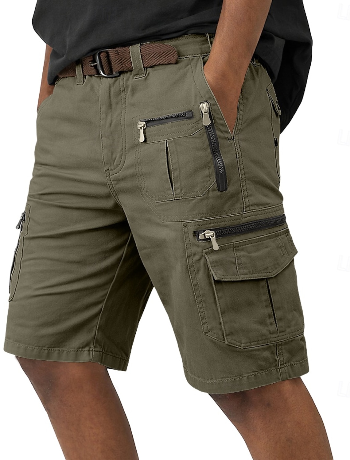 Men's Tactical Cargo Shorts Casual Pocket Elastic Waist Plain