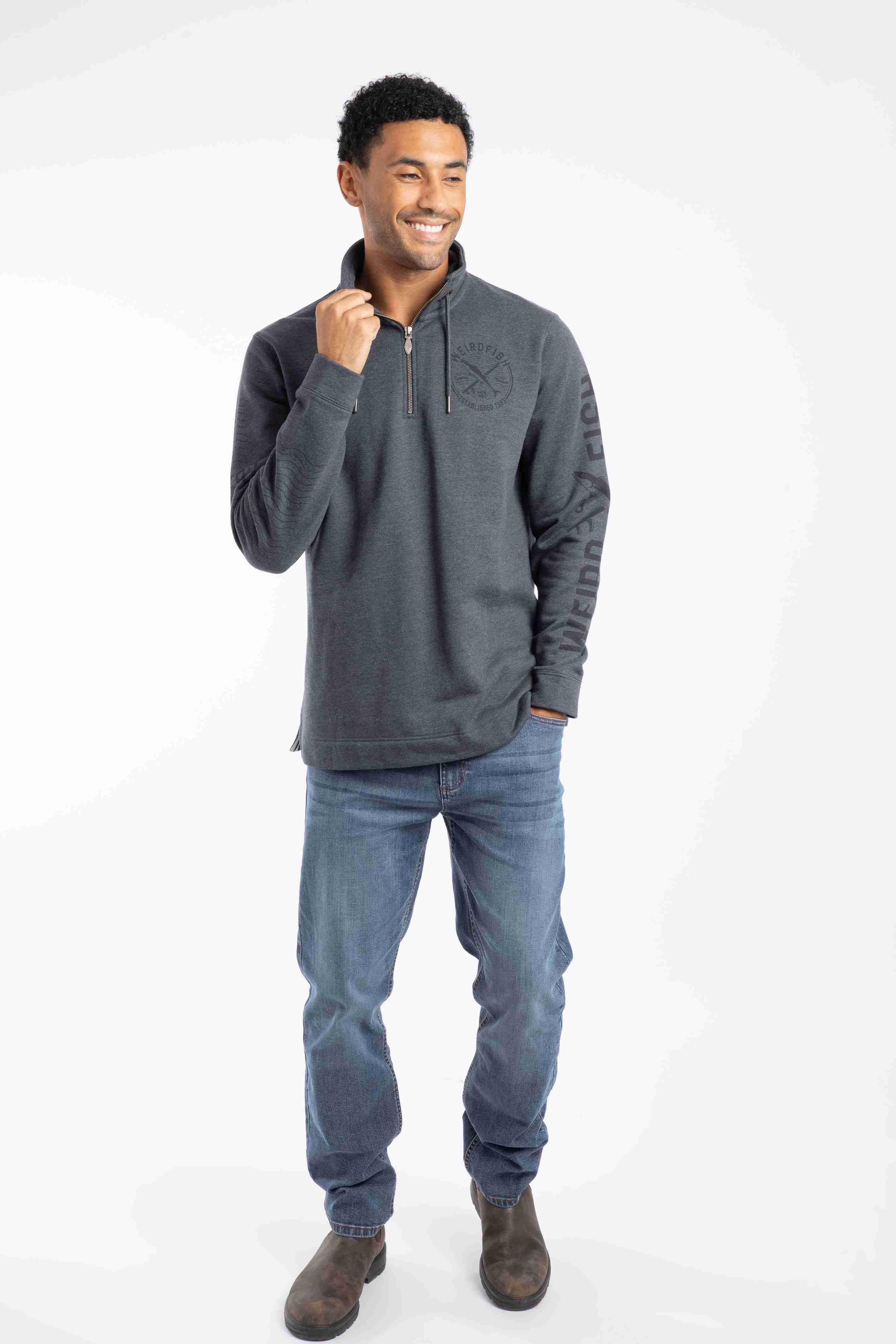 Oakville Eco 1/4 Zip Graphic Sweatshirt Navy
