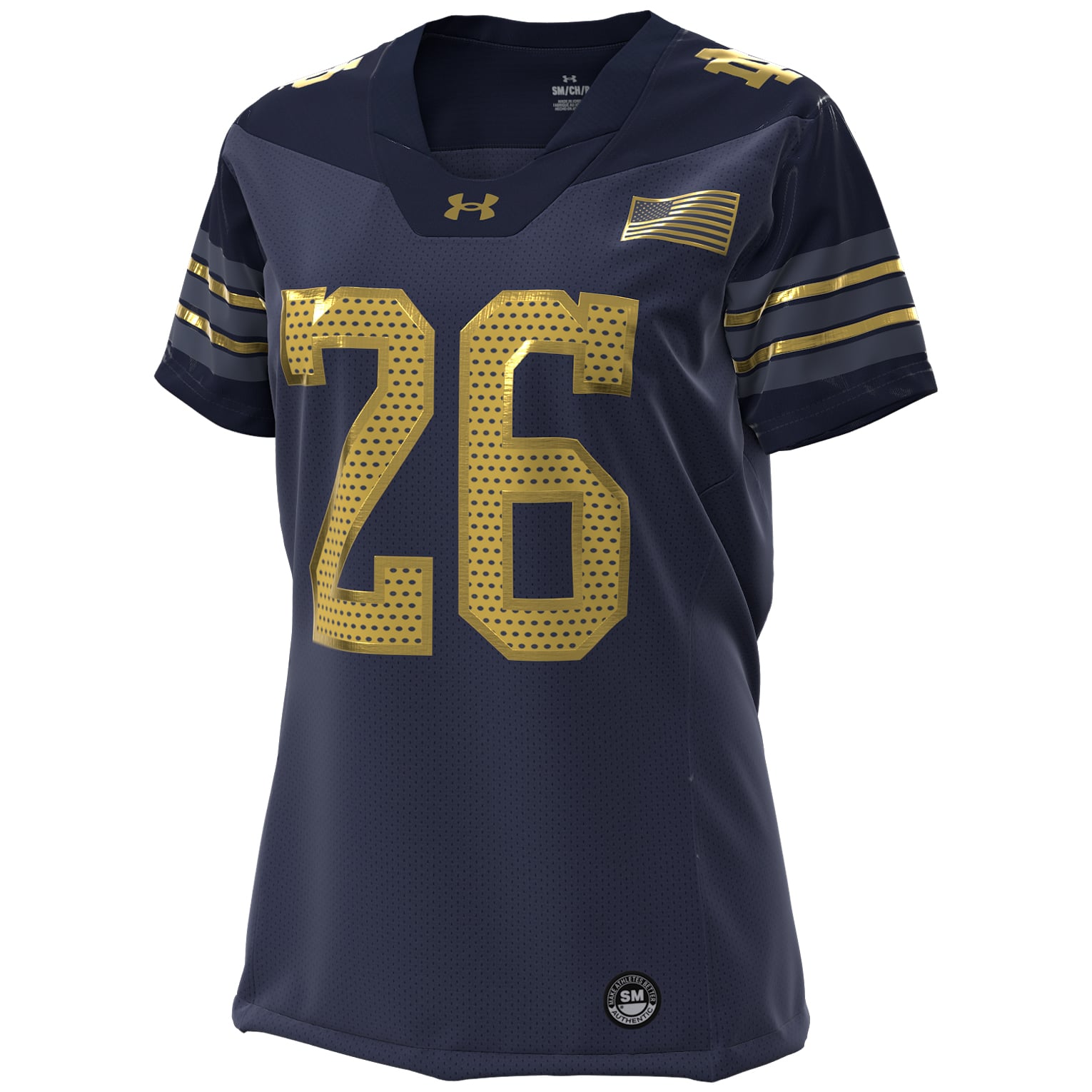 Women's #26 Navy Notre Dame Fighting Irish 2026 Shamrock Series Football Jersey