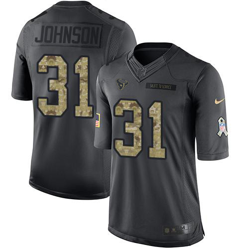 NFL H T Texans #31 David Johnson Black Limited Jersey - Authentic Q...