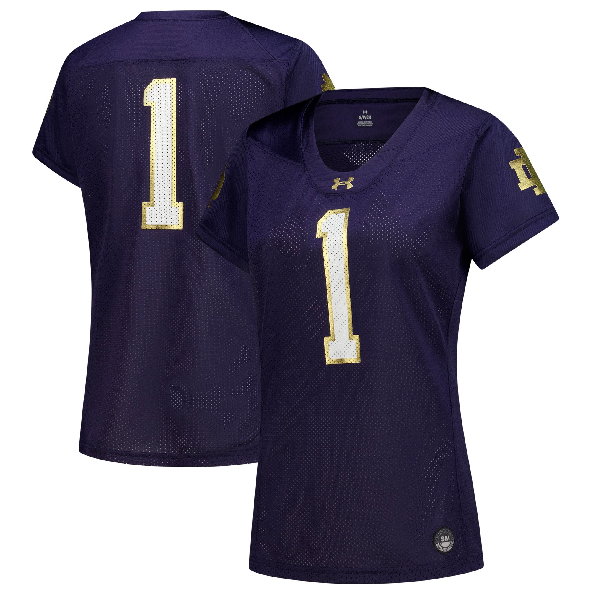 [NJP] Youth Notre Dame Fighting Irish Women's #1 Replica Football Jersey - Navy
