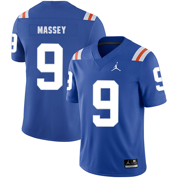 away jersey Men's None Dre Massey #9 Blue 2024 Football Jersey