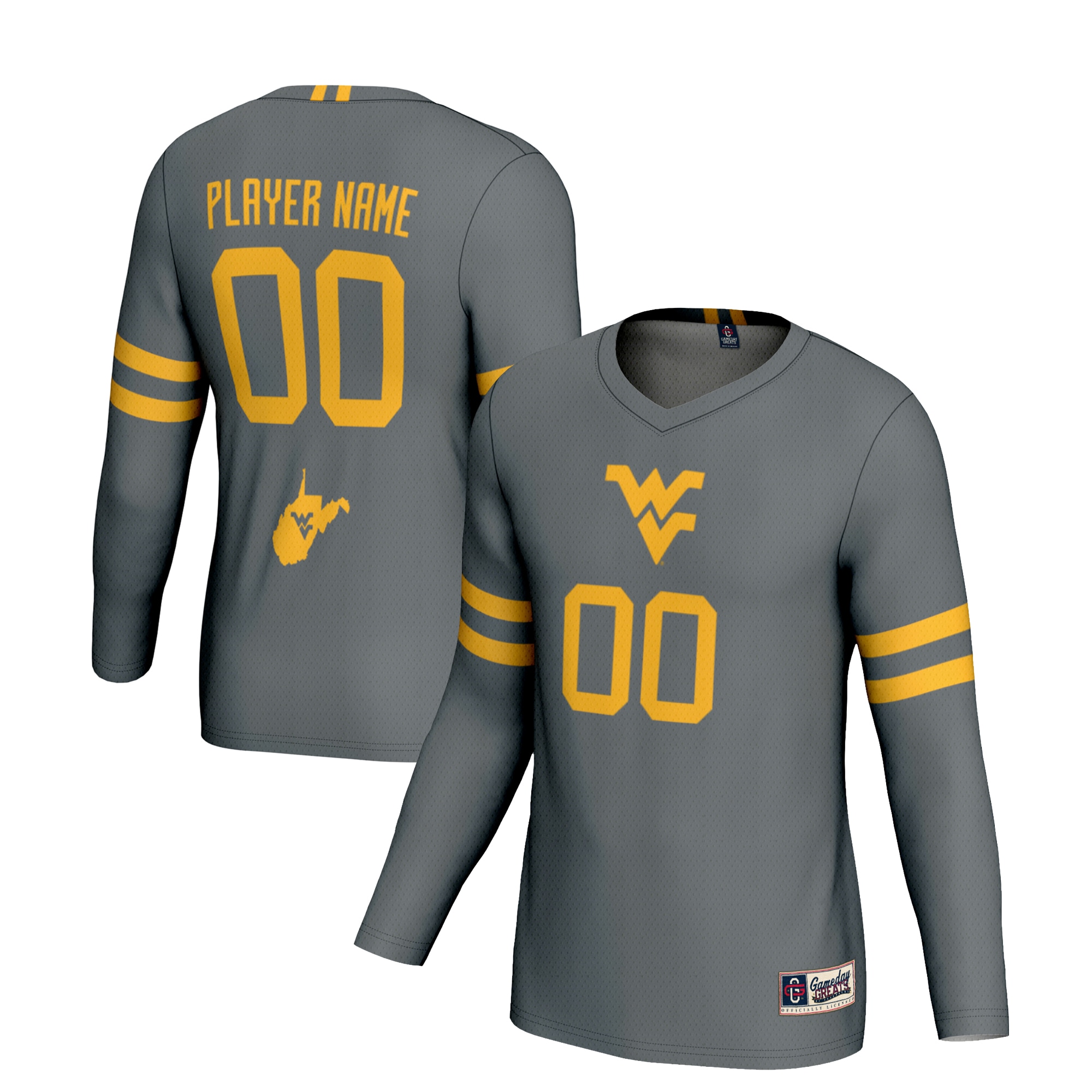 [NJP] West Virginia Mountaineers GameDay Greats Youth NIL Pick-A-Player Lightweight Volleyball Jersey - Gray