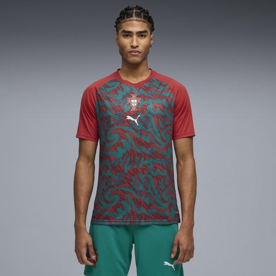 Portugal Training T-Shirt Pre Match World Cup 2026 - Club Red/Green Lagoon