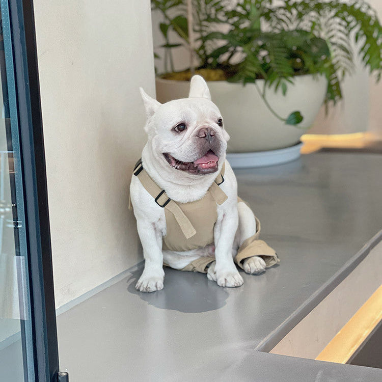 Trendy Barkbuilt French Bulldog Overalls – Khaki Utility Dog Jumpsuit...