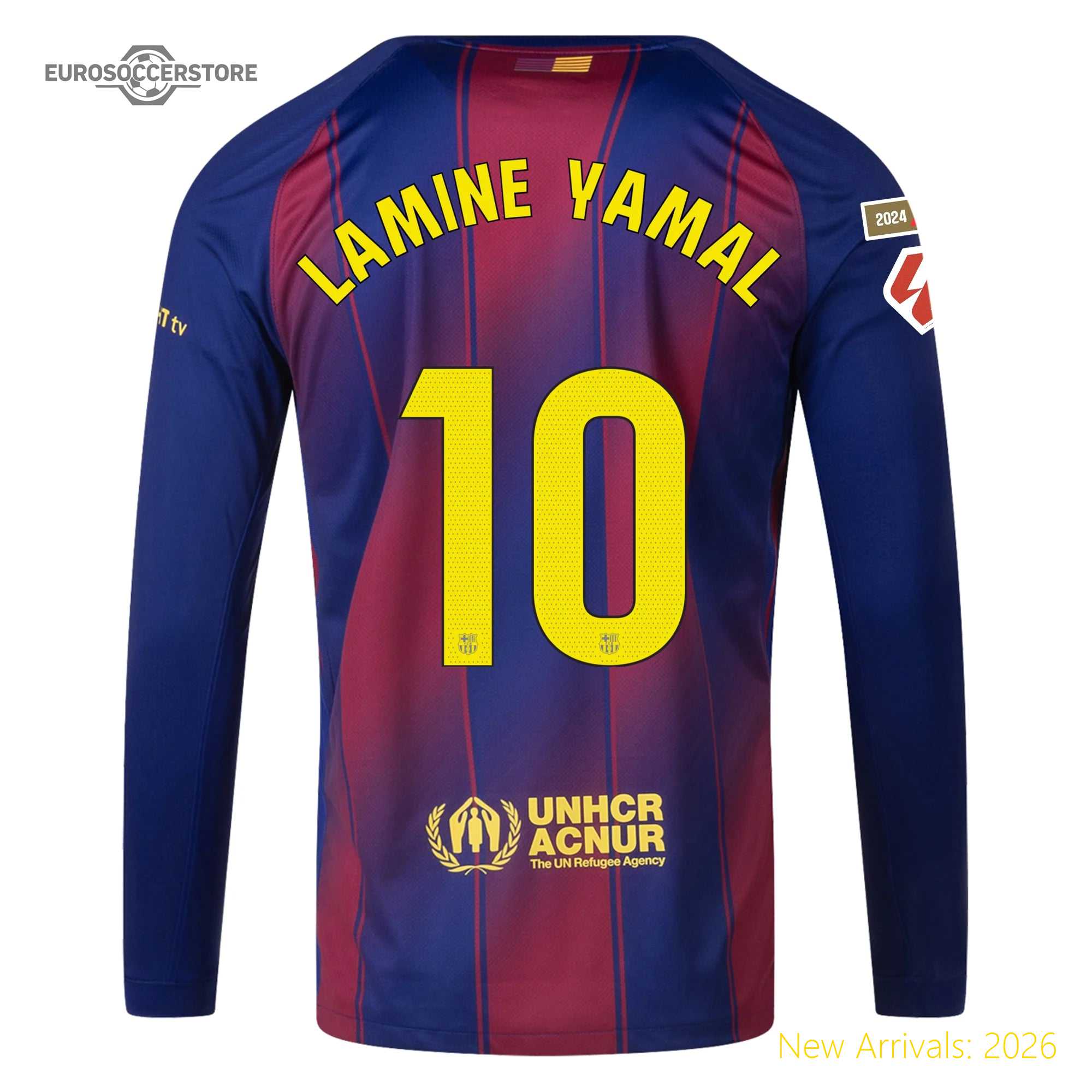 Men Bar Lamine Yamal Barcelona Long Sleeve Home Professional Home