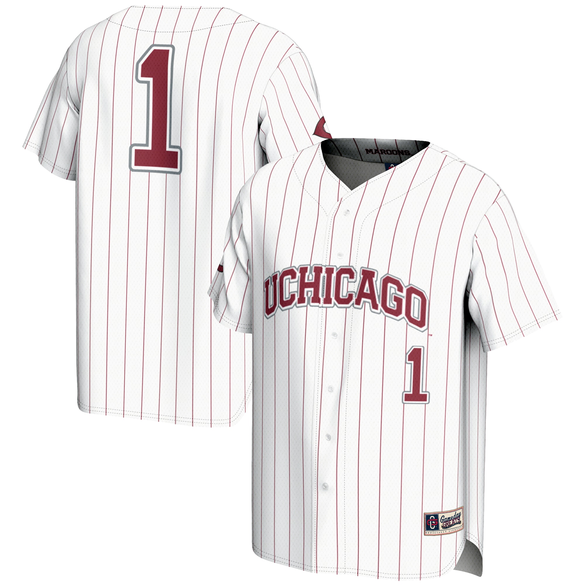 [NJP] UChicago Maroons GameDay Greats Lightweight Baseball Fashion Jersey - White