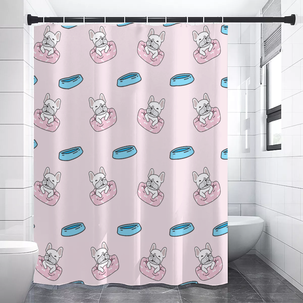 Breed-specific Kobe - French Bulldog Shower Curtains Outdoor Use