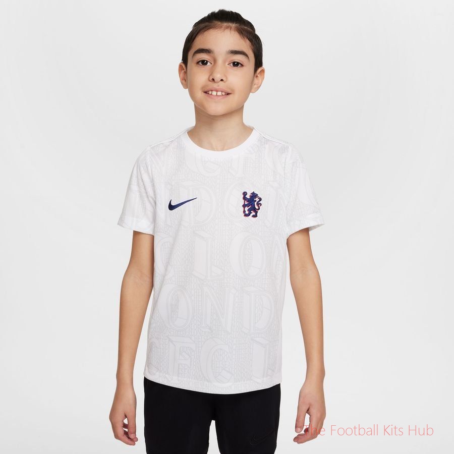 Chelsea Training T-Shirt Dri-FIT Academy Pro Pre Match - White/Pure Platinum/Rush Blue Kids