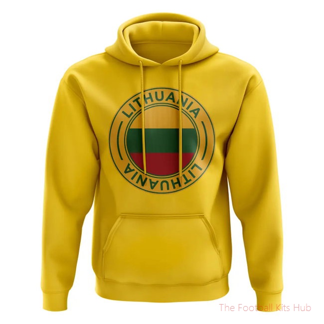 Men Lithuania Football Badge Hoodie (Yellow)