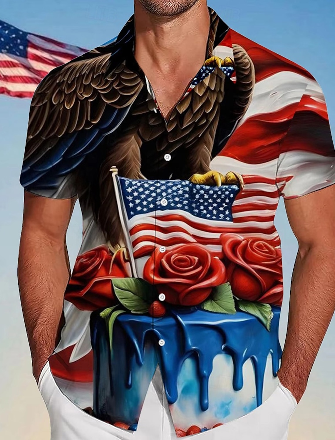 Independence Day Men's American US Flag 4th of July U.S. 250th Anniversary Patriotic Shirt Summer Shirt Button Up Shirt Short Sleeve Fashion Casual Holiday Summer Spring Turndown 3D Print Collared