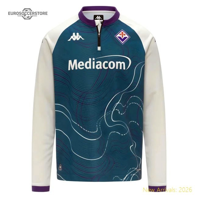 Official 2025-2026 Fiorentina Pre Match Sweat Top (Turquoise)