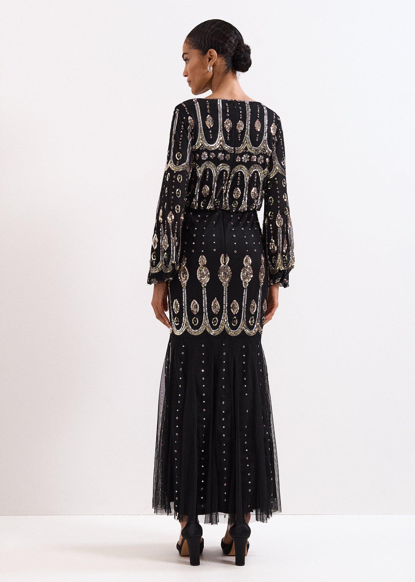Sasha Black Beaded Maxi Dress