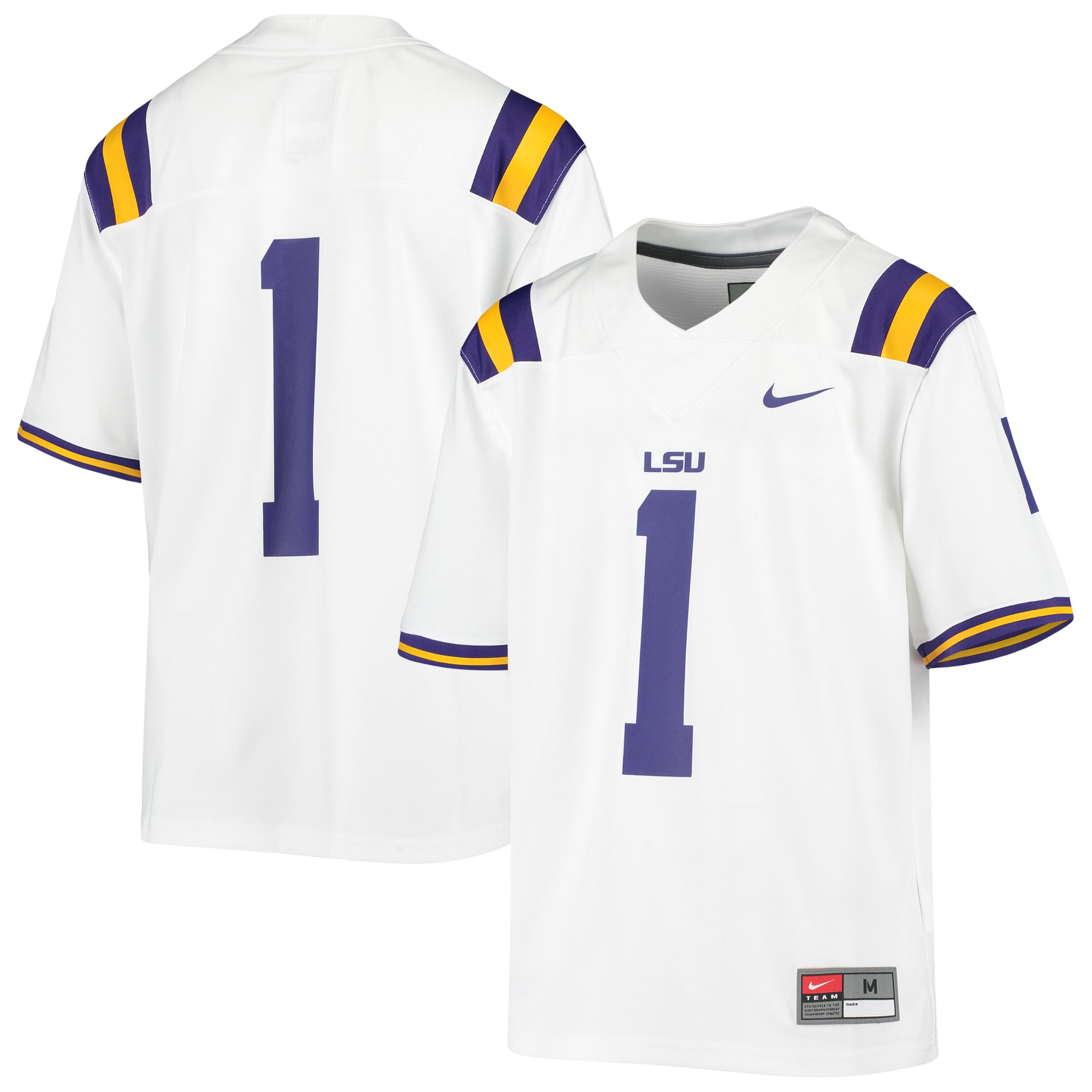 Youth #1 White LSU Tigers Football Jersey