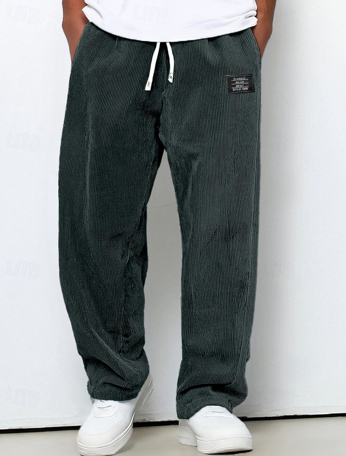 Men's Sweatpants Trousers Corduroy Pants Drawstring Pocket Elastic Waist Plain Comfort Daily Sports Outdoor Fashion Casual Blue Dark Brown Micro-elastic