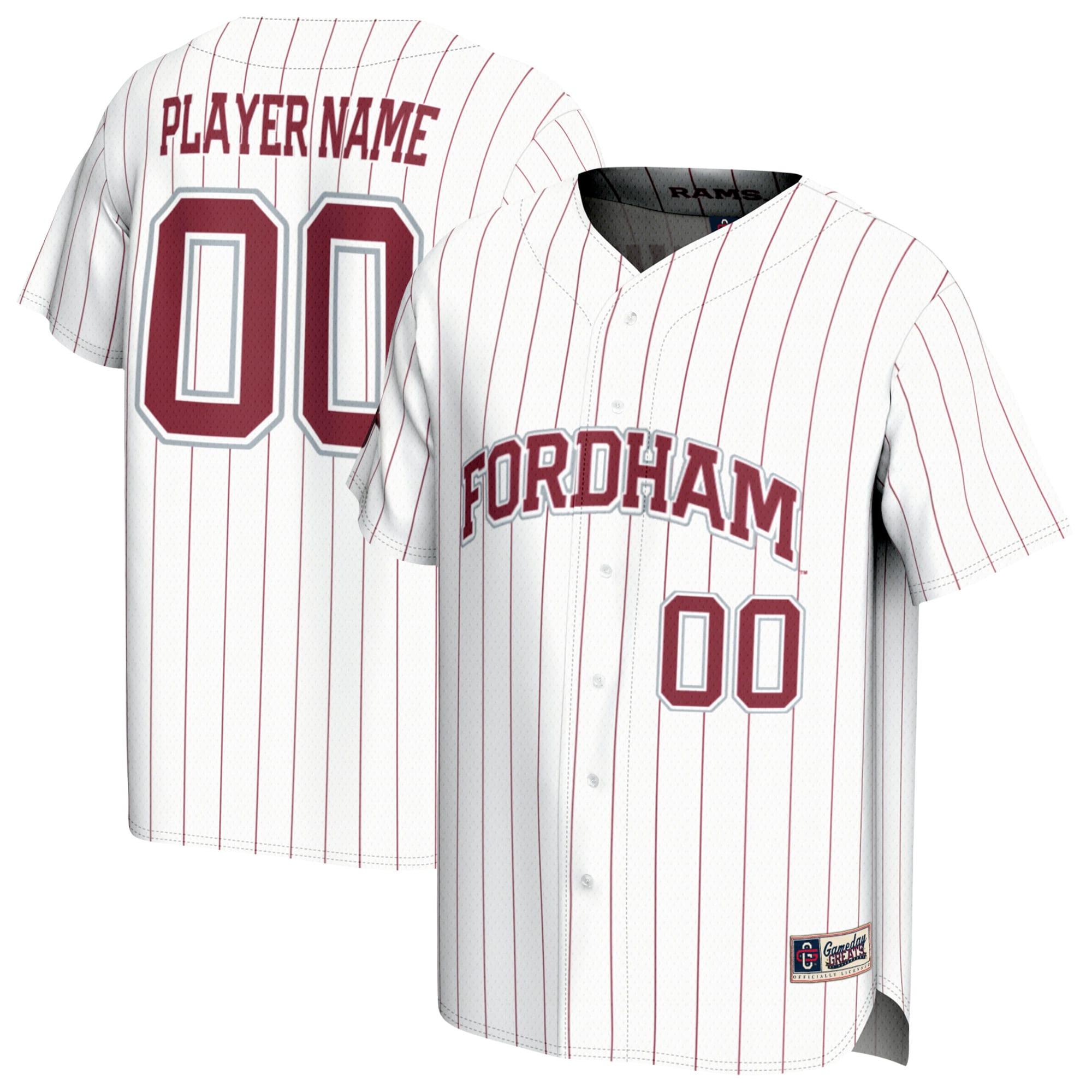 [NJP] Fordham Rams GameDay Greats Unisex Lightweight Collegiate Baseball NIL Pick-A-Player Fashion Jersey - White