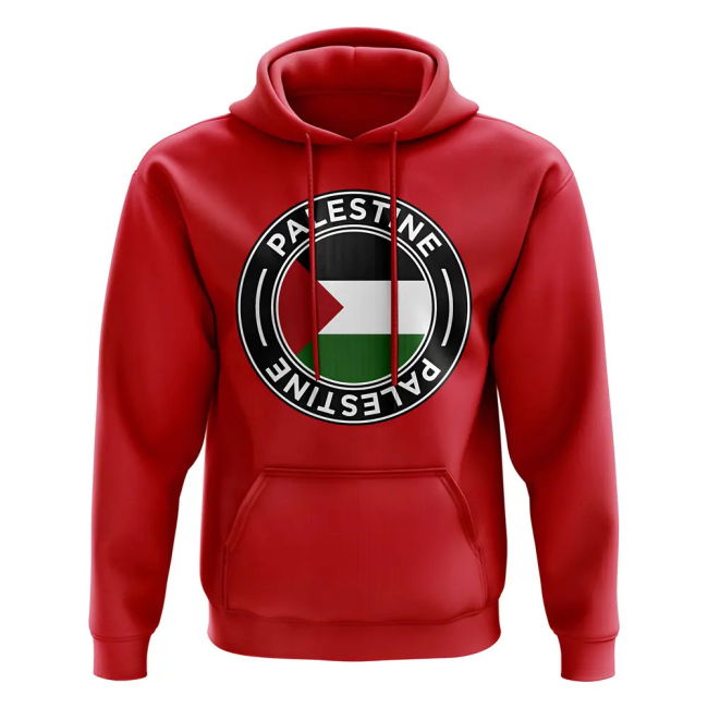 Premium-Quality Palestine Football Badge Hoodie (Red) Match-Ready