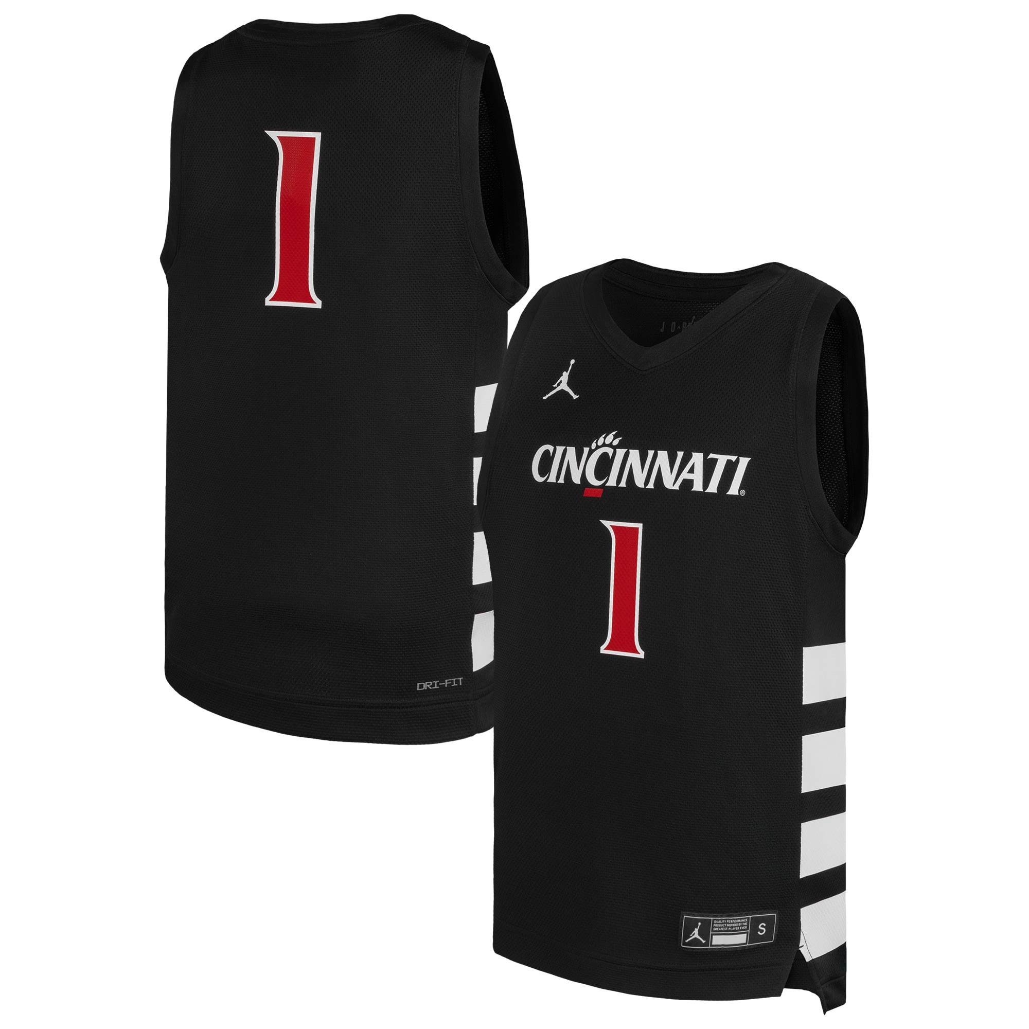 [NJP] Cincinnati Bearcats Youth Replica Basketball Jersey - Black