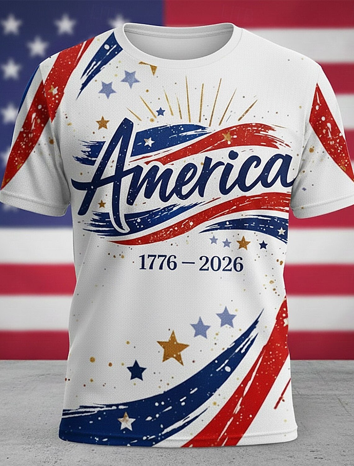 4th of July 2026 250th Memorial Day Men's Patriotic Designer Patriot Short Sleeve T-Shirt