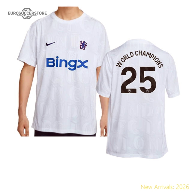 Official 2025-2026 Chelsea Academy Pro Pre-match Football Top (white
