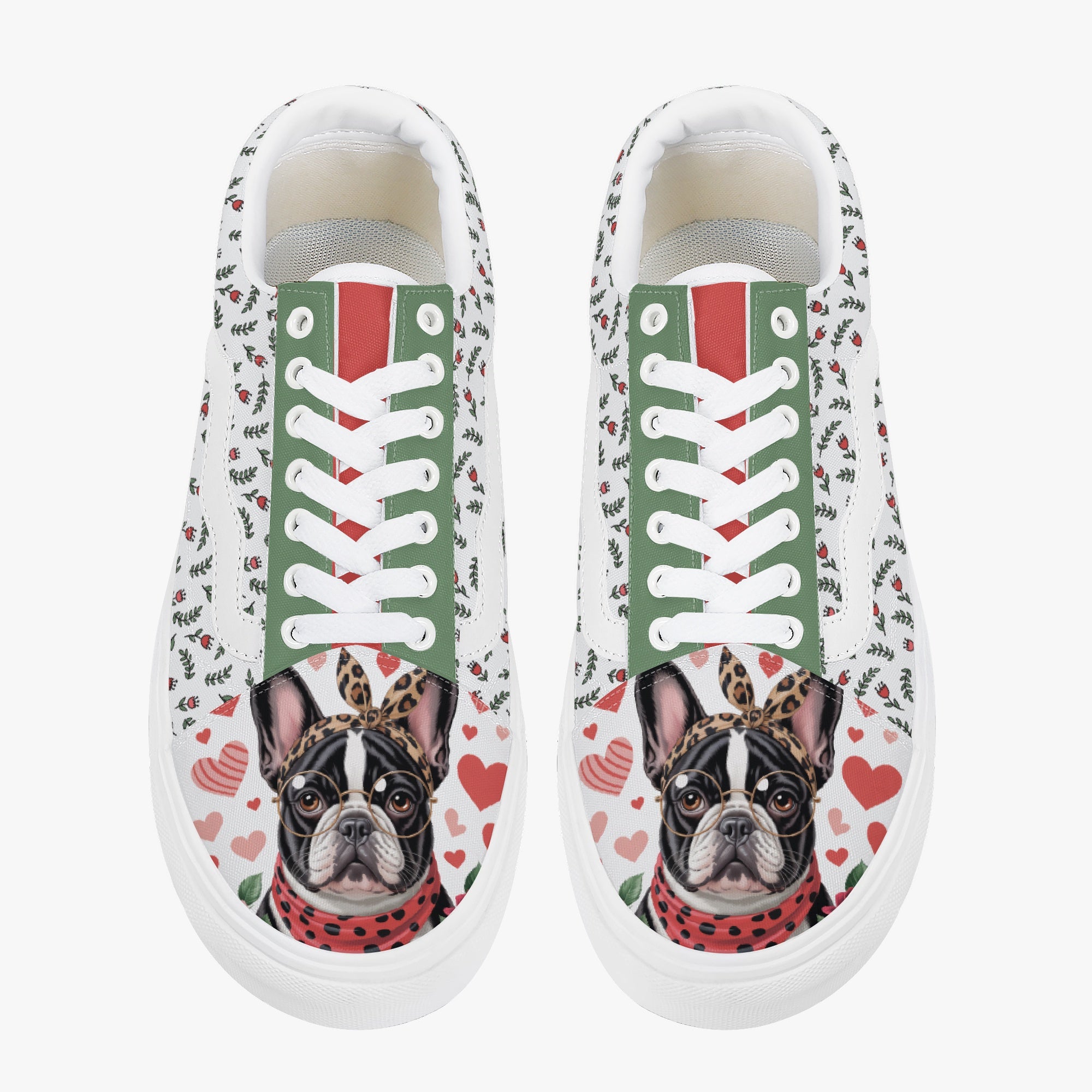 Themed Trendy Low-top Canvas Sneakers For Frenchie Fans | Trendy Style