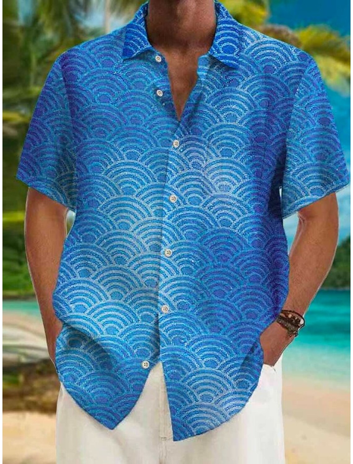 Men's Tie Dye Shirt Button Up Short Sleeve Tropical Fashion Streetwear