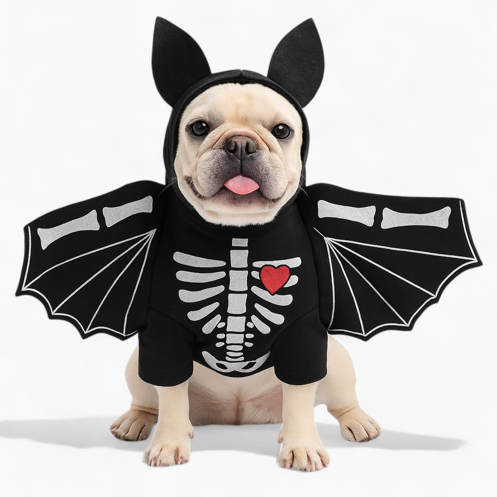 Stylish Batskull Frenchie Skeleton Bat Costume – Funny Halloween Outf...