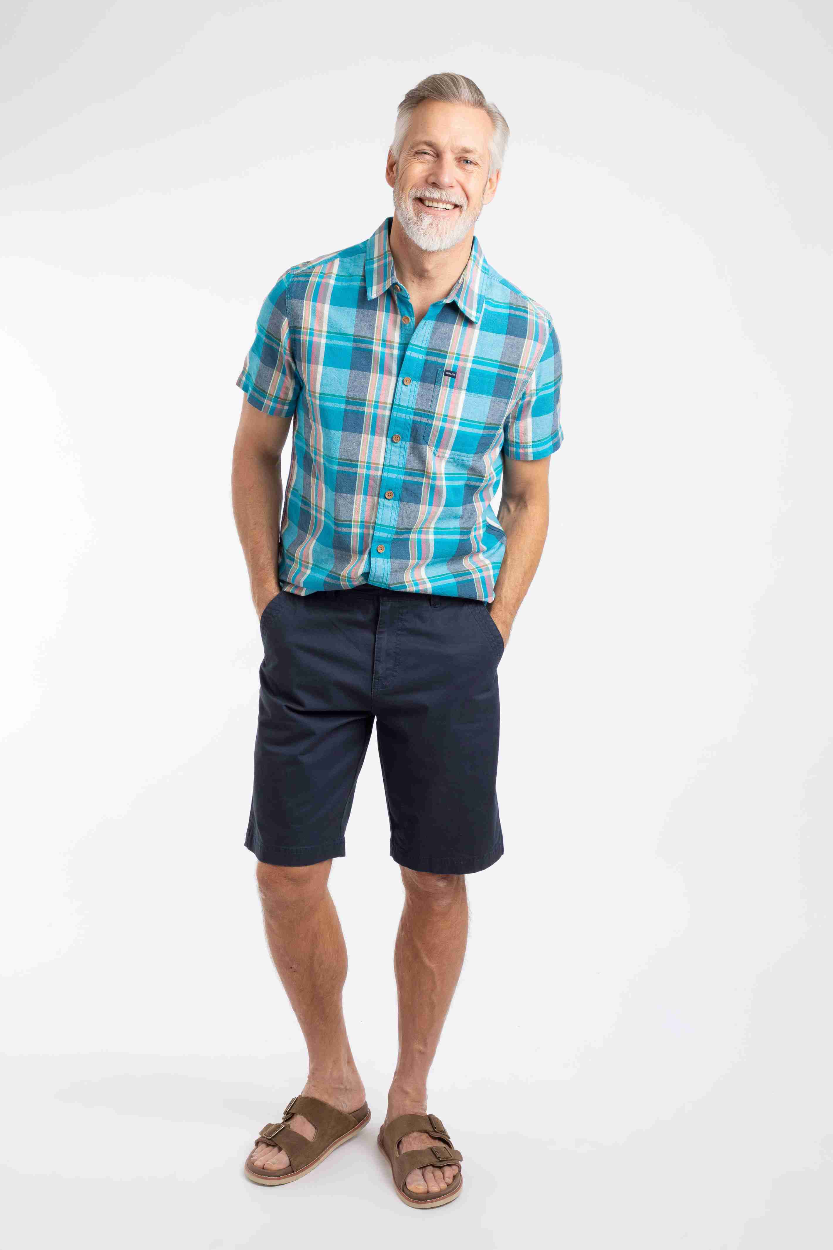 Rayburn Cotton Flat Front Shorts Navy