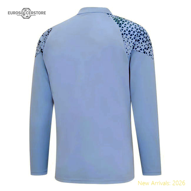 2023-2024 Man City Training Half Official Zip Top Light Blue