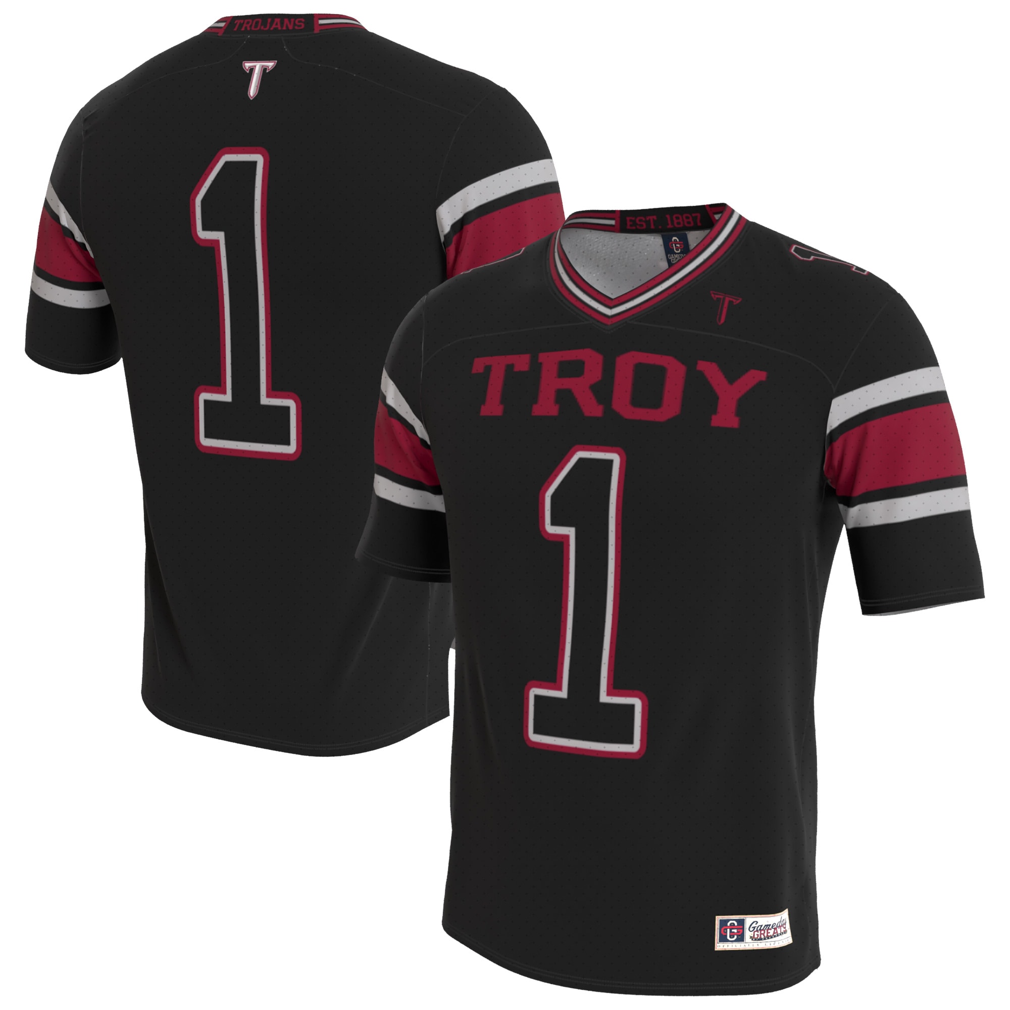 Troy University Trojans GameDay Greats Youth Lightweight Collegiate Football Blackout Fashion Jersey