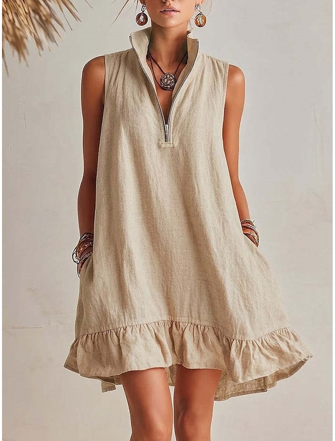 Women's Mini Dress Casual Dress Vest Dress Summer Dress Basic Classic Daily Vacation Loose Fit Plain Sleeveless V Neck Blue Pink Orange Green Summer Spring