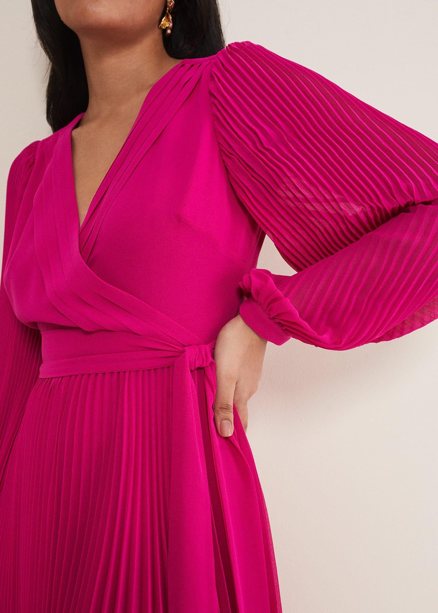 Petite Petra Wrap Pleated Midi Dress