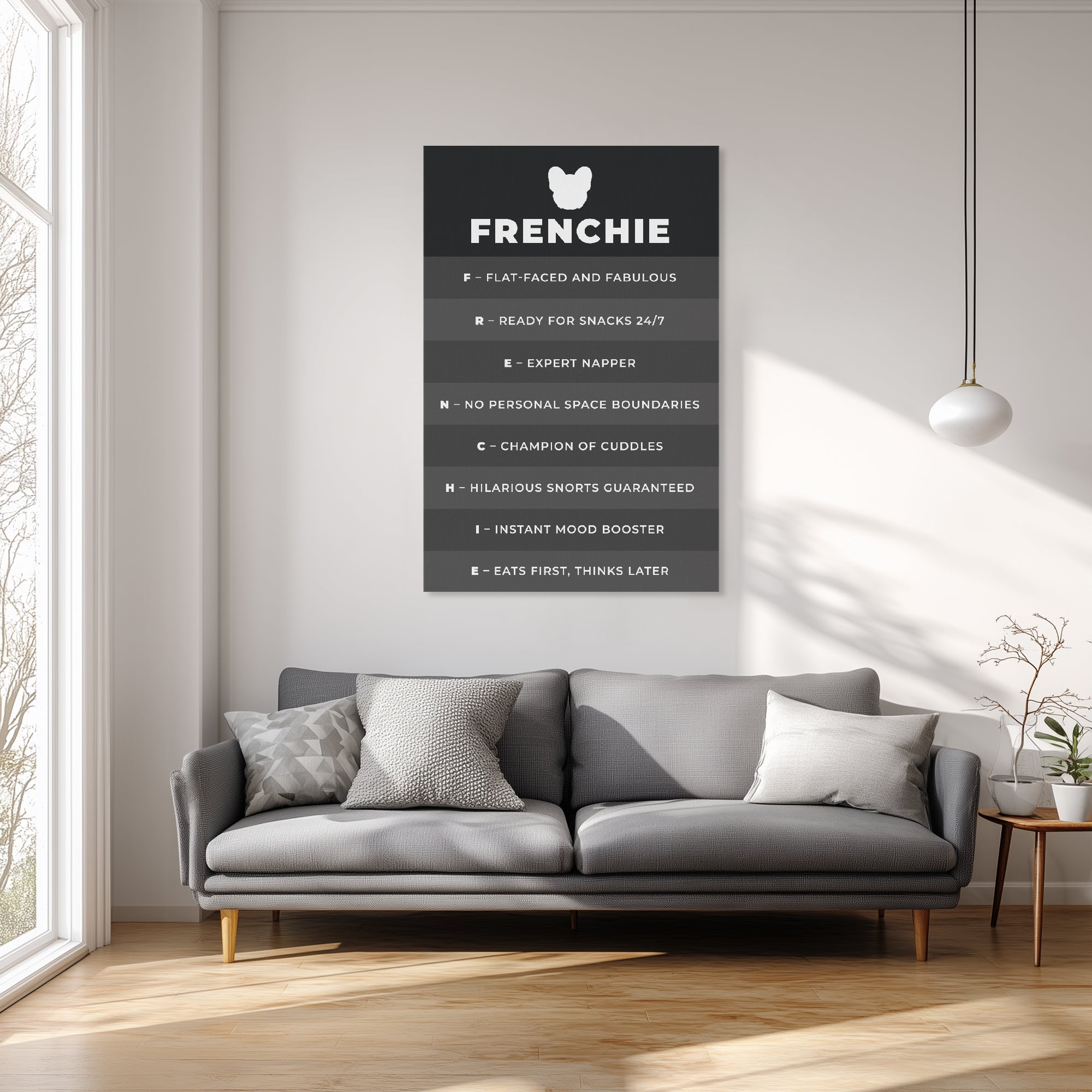 Loaf - Bulldog Inspired Vertical Canvas Painting For Frenchie Fans