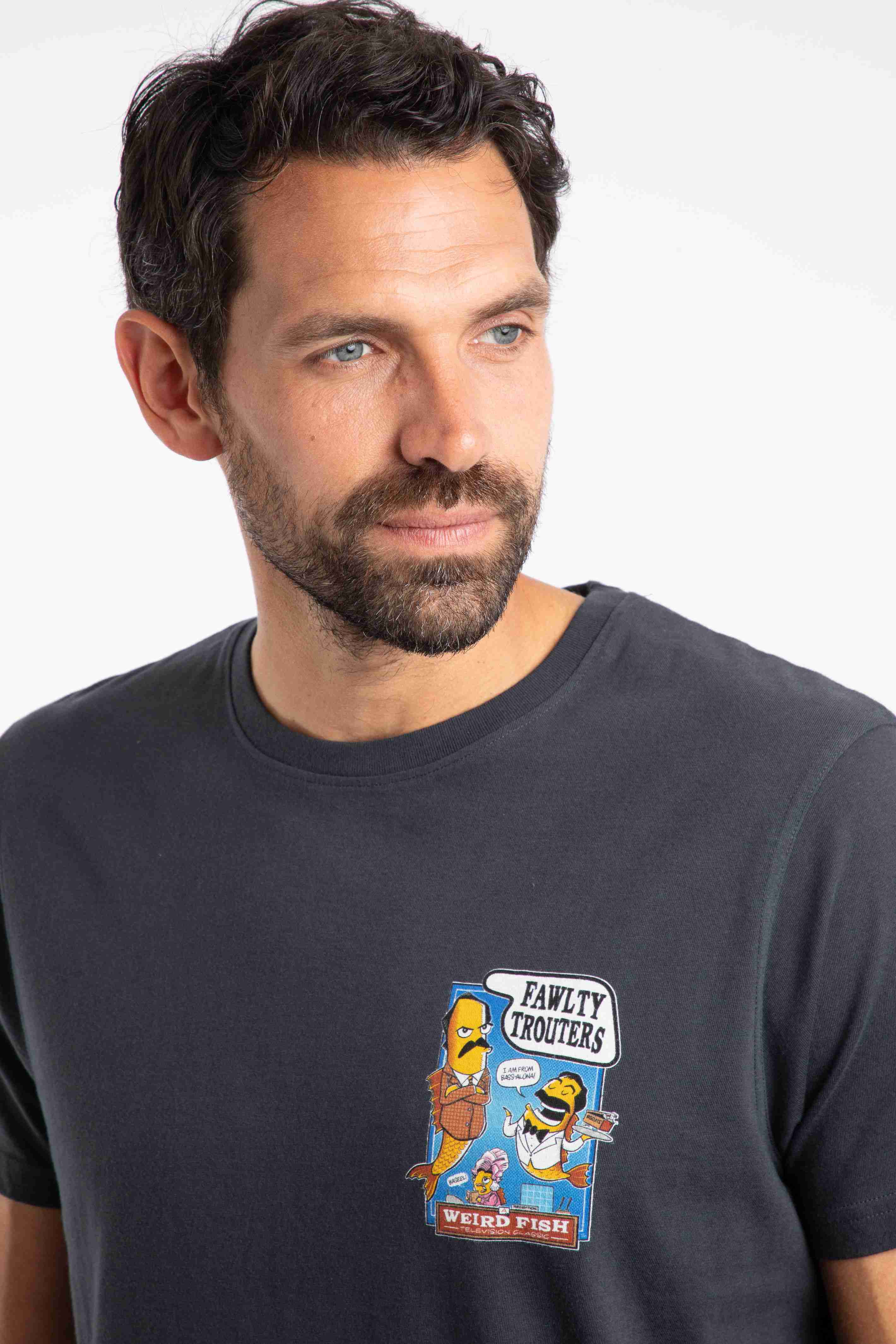 Fawlty Trouters Back Print Artist T-Shirt Navy
